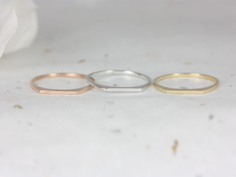 Ready to Ship Ultra Petite Everly DIA 14kt ROSE Gold Diamond Flat Top Stacking Diamond Ring - Rosados Box