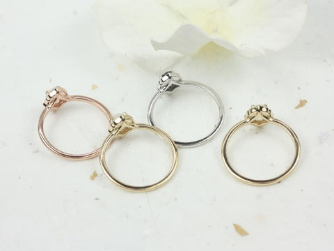 Mini Mae 6x4mm 14kt Gold Opal Diamond WITH Milgrain Unique Oval Halo Ring - Rosados Box