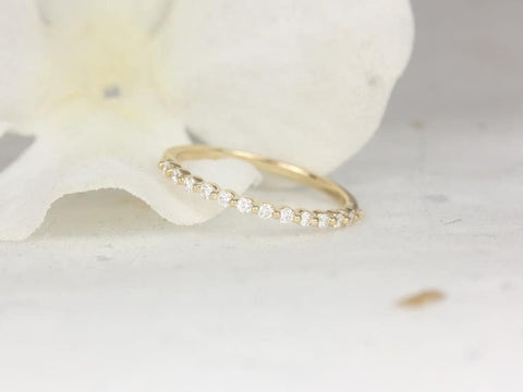 Ultra Petite Naomi 14kt Gold Floating Diamond HALFWAY Eternity Ring - Rosados Box