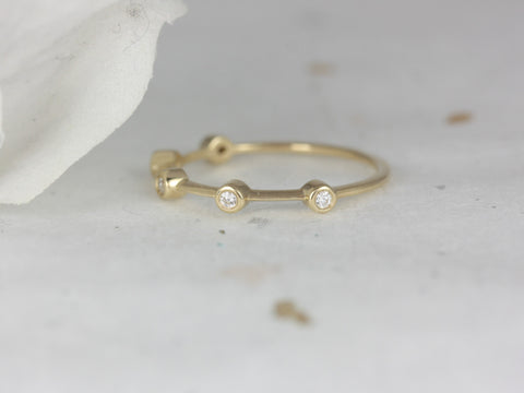 Ready to Ship Ultra Petite Ariel 14kt Yellow Gold Floating Bubbles Diamond HALFWAY Eternity Ring - Rosados Box