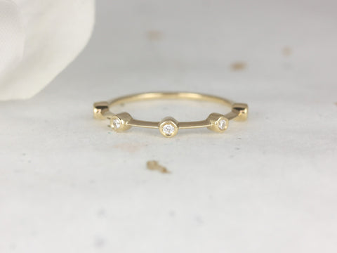 Ready to Ship Ultra Petite Ariel 14kt Yellow Gold Floating Bubbles Diamond HALFWAY Eternity Ring - Rosados Box