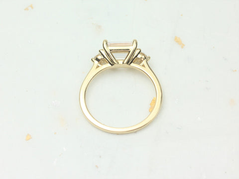 Ready to Ship 1.75cts Saint 8x6mm 14kt WHITE Gold Forever One Moissanite East West Horizontal 3 Stone Minimalist Emerald Engagement Ring - Rosados Box