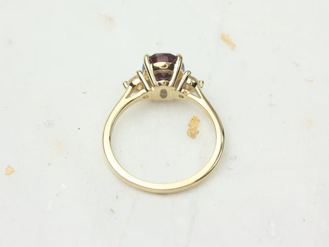 Gloria 8x6mm 14kt Gold Alexandrite Diamonds Dainty Minimalist 3 Stone Oval Ring,June Birthstone,Three Stone Ring,Anniversary Gift