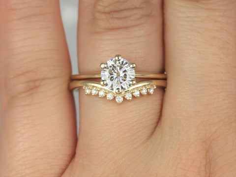 Lonnie 14kt Gold Diamond Tiara Chevron Ring - Rosados Box