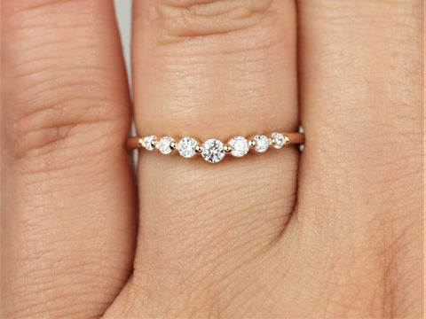 Nova 14kt Gold Minimalist Diamond Nesting Ring,Floating Shared Prong Ring,Diamond Contoured Ring,Curved Ring,Anniversary Gift,Wedding Ring