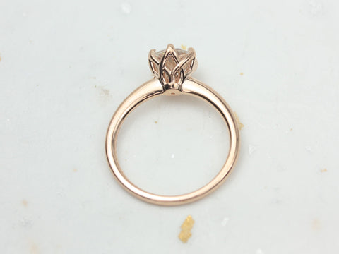 1.25ct Edith 7mm 14kt Gold Moissanite Unique Six Prong Round Solitaire Ring - Rosados Box