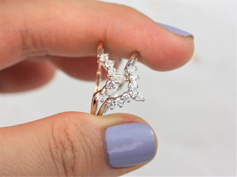 Marjorie 14kt Gold Tiara Crown Diamonds Nesting Ring - Rosados Box