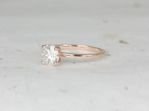 1.20ct Ella 7mm 14kt Gold NEO Moissanite Minimalist Dainty 4 Prong Round Solitaire Engagement Ring