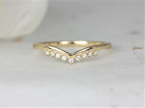 Lonnie 14kt Gold Diamond Tiara Chevron Ring - Rosados Box
