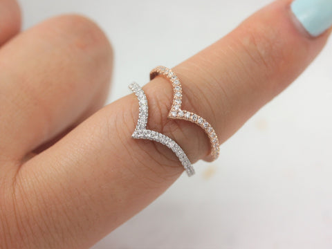 Diamond Willow 14kt Gold Chevron Nesting Ring - Rosados Box