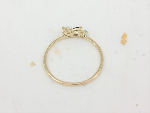 Blue Skye 14kt Solid Gold Diamond Topaz Onyx Marquise Round Art Deco Dainty Cluster Stacking Ring - Rosados Box