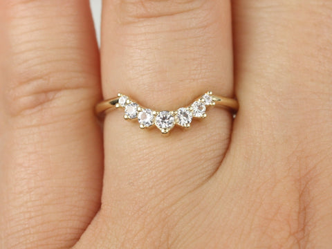 Rayna 2.0 14kt Gold White Sapphire Minimalist Tiara Nesting Ring - Rosados Box