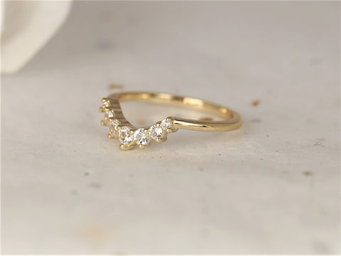 Rayna 2.0 14kt Gold White Sapphire Minimalist Tiara Nesting Ring - Rosados Box