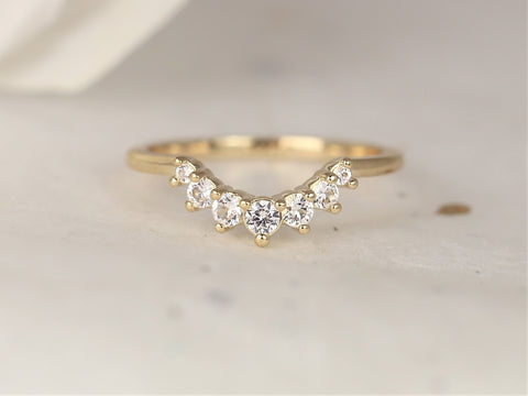 Rayna 2.0 14kt Gold White Sapphire Minimalist Tiara Nesting Ring - Rosados Box