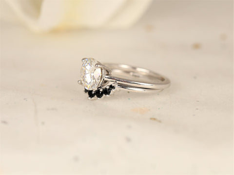 Rayna 2.0 14kt Black Spinel Dainty Minimalist Curved Ring,Unique Nesting Ring,Contoured Ring,Black Wedding Ring,Anniversary Gift