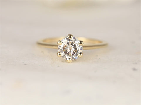 1ct Skinny Webster 6.5mm 14kt Gold Moissanite Minimalist 6 Prong Round Solitaire Ring,Round Engagement Ring,Six Prong Ring,Anniversary Gift