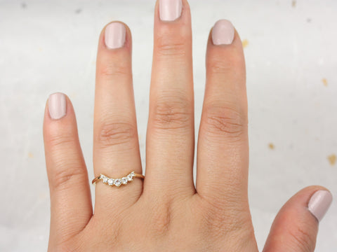 Rayna 2.0 14kt Gold White Sapphire Minimalist Tiara Nesting Ring - Rosados Box