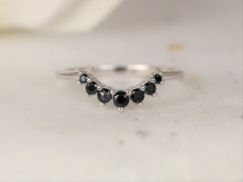 Rayna 2.0 14kt Black Spinel Dainty Minimalist Curved Ring,Unique Nesting Ring,Contoured Ring,Black Wedding Ring,Anniversary Gift