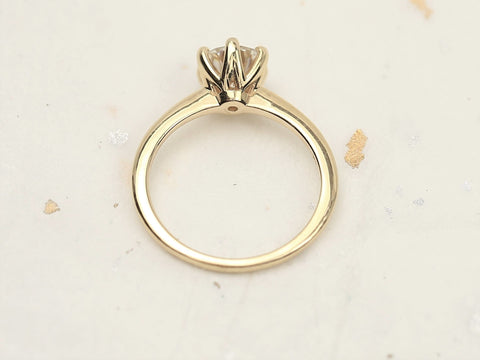 1ct Skinny Webster 6.5mm 14kt Gold Moissanite Minimalist 6 Prong Round Solitaire Ring,Round Engagement Ring,Six Prong Ring,Anniversary Gift
