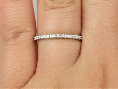 14kt Solid Gold Dainty Diamond French Pave Glitter Pave Matching Band to Viviana ALMOST Eternity Ring,Rosados Box
