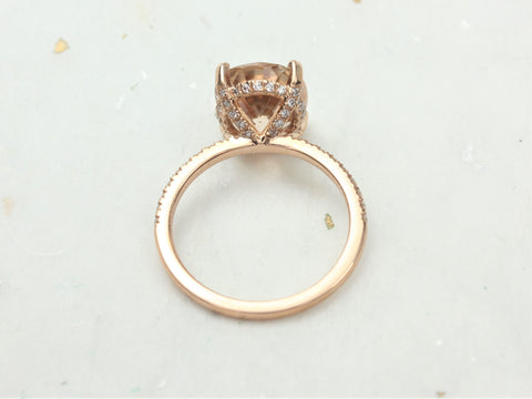 5.54cts Ready to Ship Hillary 14kt Rose Gold Cognac Champagne Brown Zircon Diamond Dainty Pave Oval Solitaire - Rosados Box