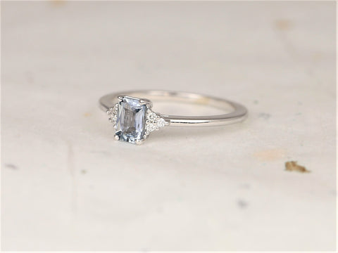 0.59ct Ready to Ship Jada 14kt White Gold Cornflower Blue Sapphire Diamonds Cluster Ring - Rosados Box