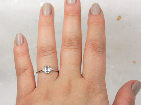 0.59ct Ready to Ship Jada 14kt White Gold Cornflower Blue Sapphire Diamonds Cluster Ring - Rosados Box