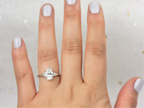 2cts Essie 10x7mm 14kt Gold Moissanite Diamond Three Stone Pear Engagement Ring,Pear 3 Stone Ring,Moissanite Ring,Pear Ring,Anniversary Gift