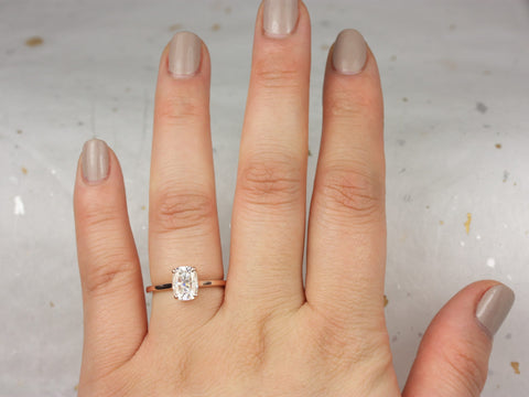 1.50ct Darla 8x6mm 14kt Gold Moissanite Elongated Cushion Solitaire Ring - Rosados Box