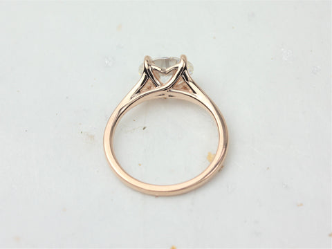 2ct Margo 9x7mm 14kt Rose Gold Moissanite Mermaid Split East West Oval Solitaire Ring - Rosados Box