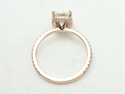 2.30ct EXTRA LOW Talia 9x7mm 14kt Rose Gold Moissanite Diamond Elongated Cushion Solitaire Ring - Rosados Box