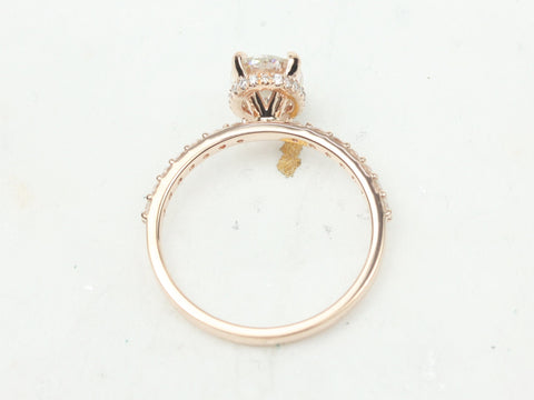 1.50ct Vera 8x6mm 14kt Rose Gold Moissanite Diamond Scarf Oval Halo Solitaire Ring - Rosados Box