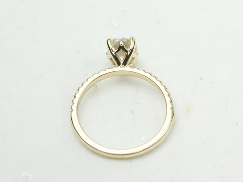 1.50cts Yulia 8x6mm 14kt Gold Moissanite Diamond Art Deco Oval Engagement Ring,Unique Oval Solitaire Ring