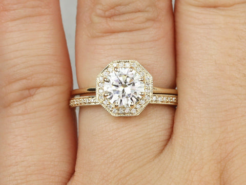 14kt Matching Band to Winona 7mm WITH Milgrain Diamond HALFWAY Eternity Ring