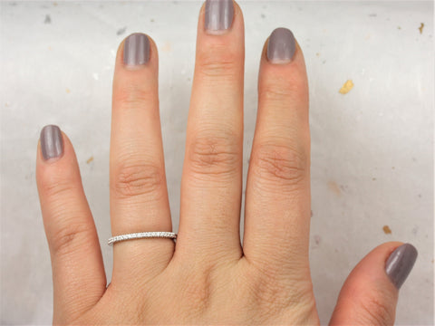 14kt Solid Gold Dainty Diamond French Pave Glitter Pave Matching Band to Viviana ALMOST Eternity Ring,Rosados Box