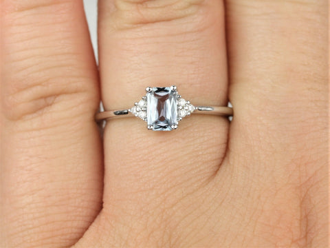 0.59ct Ready to Ship Jada 14kt White Gold Cornflower Blue Sapphire Diamonds Cluster Ring - Rosados Box