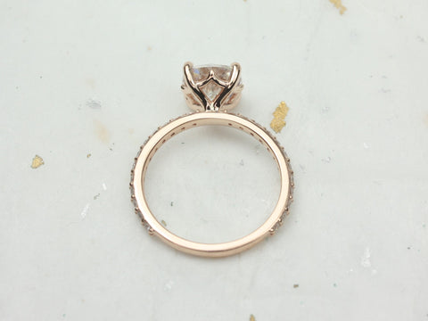 2cts Hallie 7.5mm 14kt Rose Gold Forever One Moissanite Diamonds Art Deco Dainty Cushion Solitaire Unique Engagement Ring