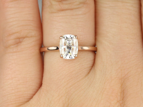 1.50ct Darla 8x6mm 14kt Gold Moissanite Elongated Cushion Solitaire Ring - Rosados Box