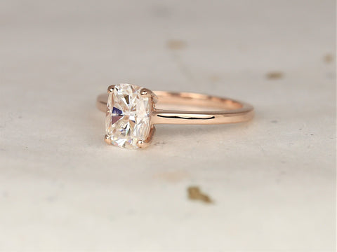 1.50ct Darla 8x6mm 14kt Gold Moissanite Elongated Cushion Solitaire Ring - Rosados Box