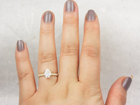 1.50cts Yulia 8x6mm 14kt Gold Moissanite Diamond Art Deco Oval Engagement Ring,Unique Oval Solitaire Ring