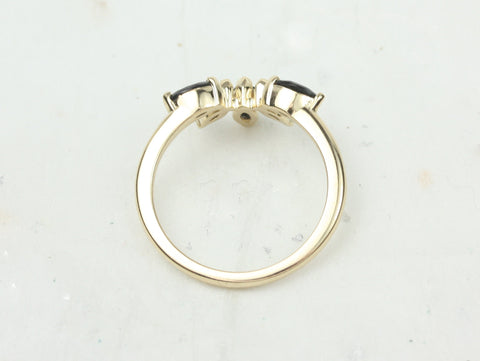 Cardi 14kt Gold Marquise Black Onyx Nesting Ring - Rosados Box