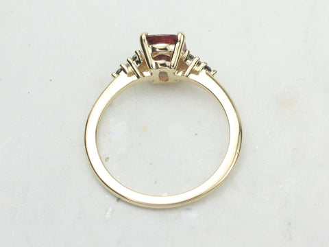 1.35ct Ready to Ship Marlow 14kt Gold Rustic Rose Red Sapphire Black Diamond Cluster Ring - Rosados Box