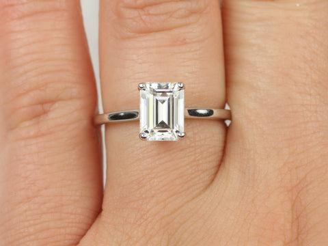 1.75ct Dina 8x6mm 14kt Moissanite Minimalist Emerald Cut Solitaire Ring - Rosados Box