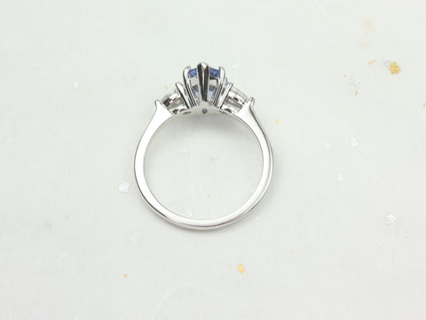 2cts Ready to Ship Essie 14kt White Gold Cornflower Lavender Sapphire Diamond Minimalist 3 Stone Dainty Pear Engagement Ring - Rosados Box