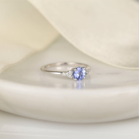 0.77ct Ready to Ship Malia 14kt White Gold Icy Cornflower Lavender Sapphire Diamonds Cluster Ring - Rosados Box