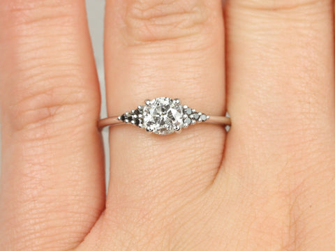 0.72ct Ready to Ship Malia 14kt White Gold Salt & Pepper Diamonds Cluster Ring - Rosados Box