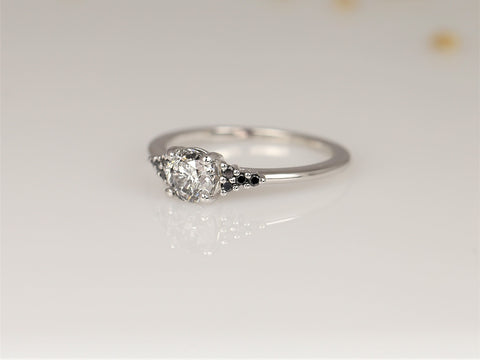 0.72ct Ready to Ship Malia 14kt White Gold Salt & Pepper Diamonds Cluster Ring - Rosados Box