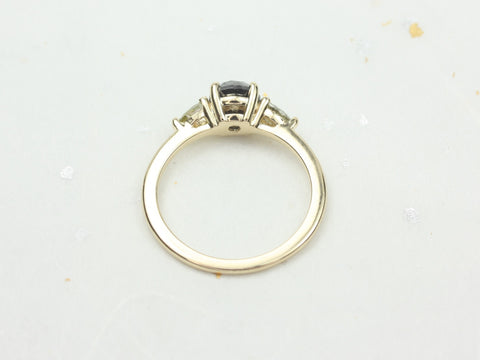 1.06ct Ready to Ship Elise 14kt Gold Black Diamond Unique Three Stone Ring - Rosados Box