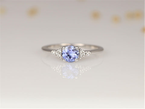 0.77ct Ready to Ship Malia 14kt White Gold Icy Cornflower Lavender Sapphire Diamonds Cluster Ring - Rosados Box
