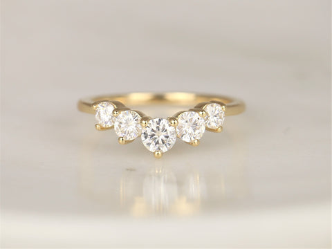 Glen 14kt Solid Gold Diamonds Graduated Curved Nesting Ring - Rosados Box